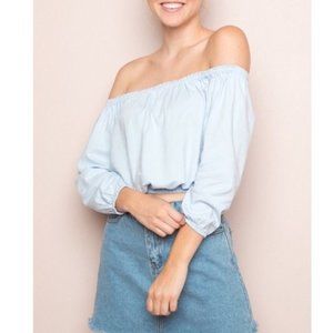 Brandy Melville Light Blue Maura Off Shoulder top